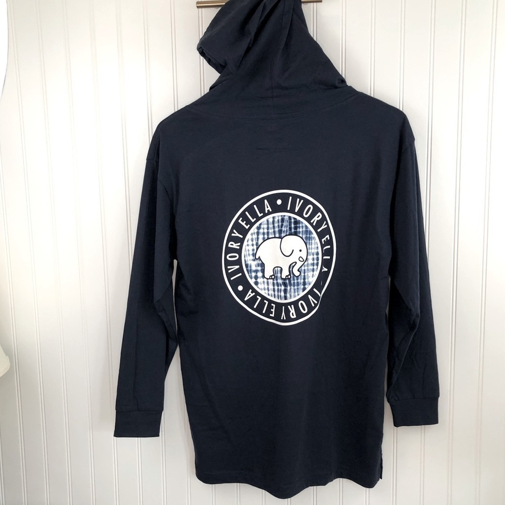Ivory Ella Long Sleeve T Shirt Navy Hoodie Sz S